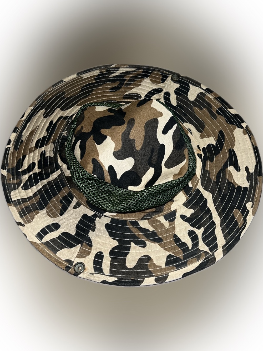 🔴Camouflage Bonnie Hat Wide Brim Vented Adjustable Neck Strap